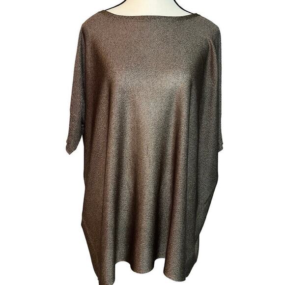 Eileen Fisher Tops - Eileen Fisher Oversized Metallic Brown Short Sleeved Top Shirt Size M